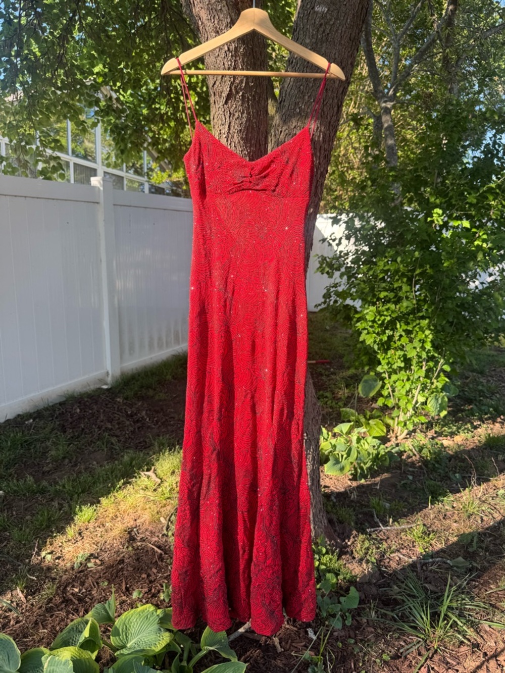 Red Sparkle Slip maxi Dress | Stretchy Fit Small
